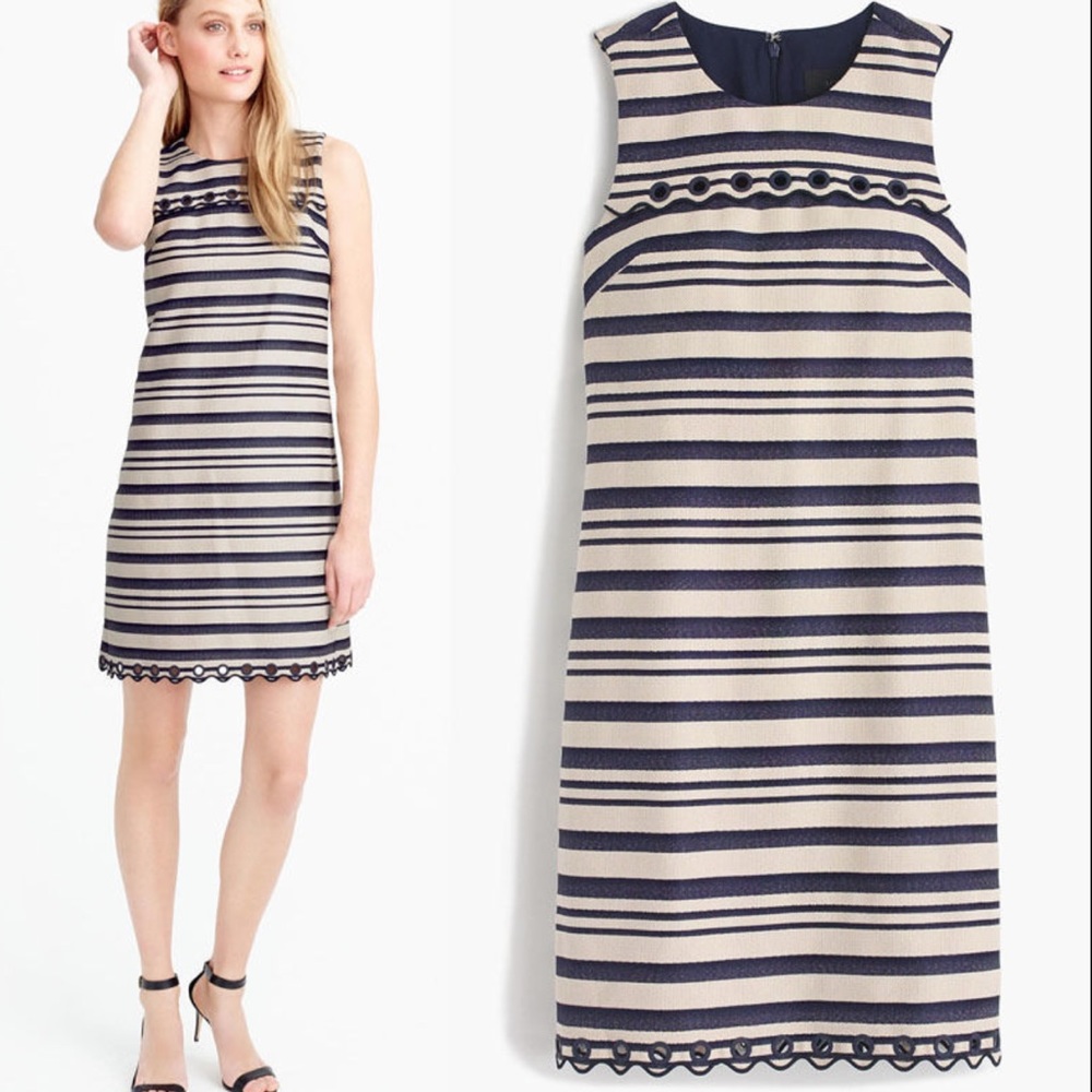 NEW J.Crew Classic Navy Cream Dress